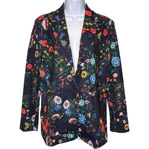 KELLY by Clinton Kelly Womens Dark Floral Print Blazer Whimsigoth Size M Bright
